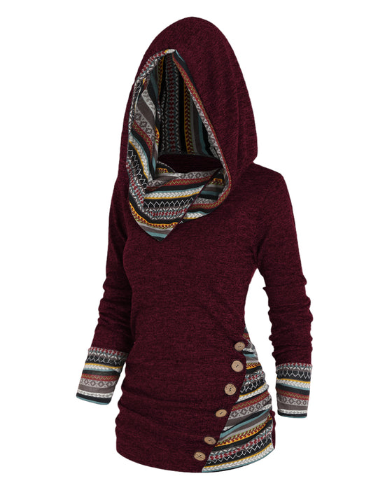 Contrast color casual hoodie