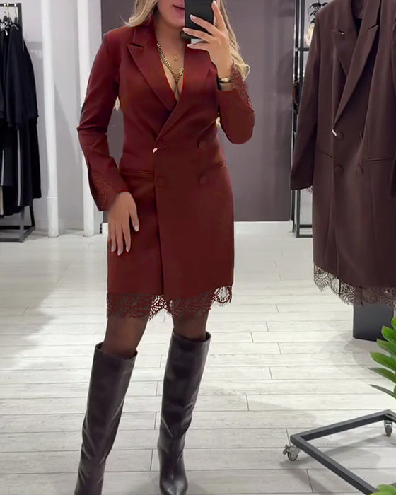 V-Neck Spliced Work Dress