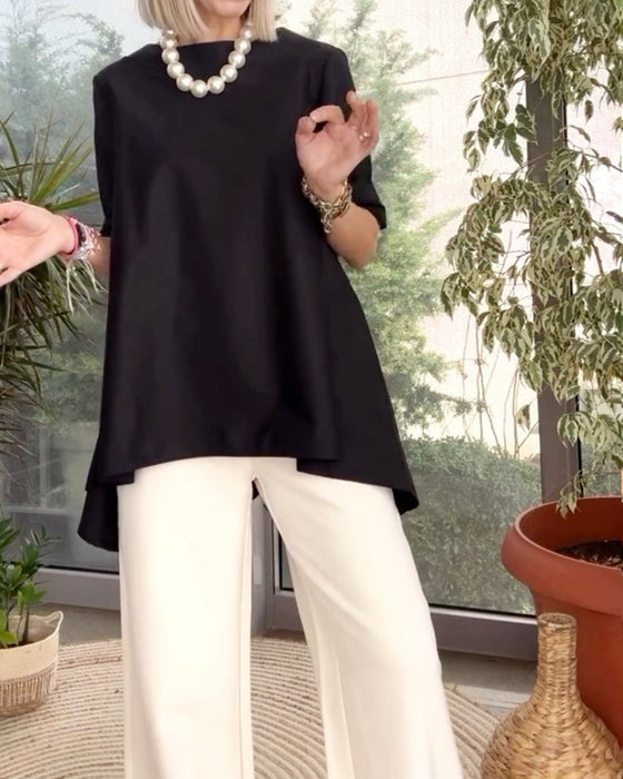 Solid color commuting top