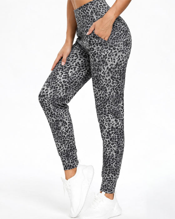 High Waist Pocket Solid Color Long Pants