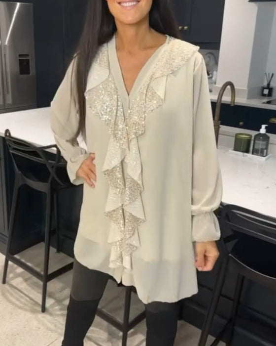 Ruffled elegant style blouse