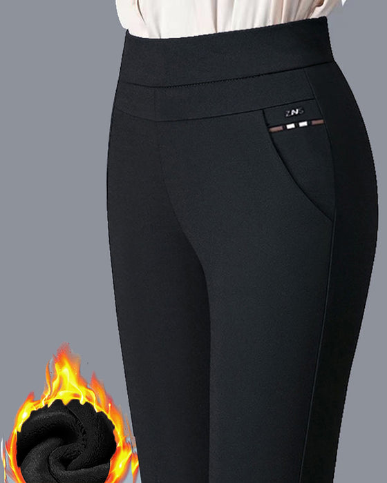 Pocket casual high waist trousers