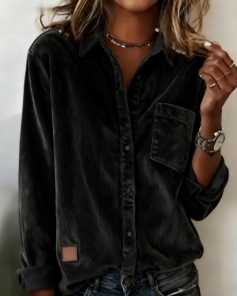 Fashionable Corduroy Lapel Shirt