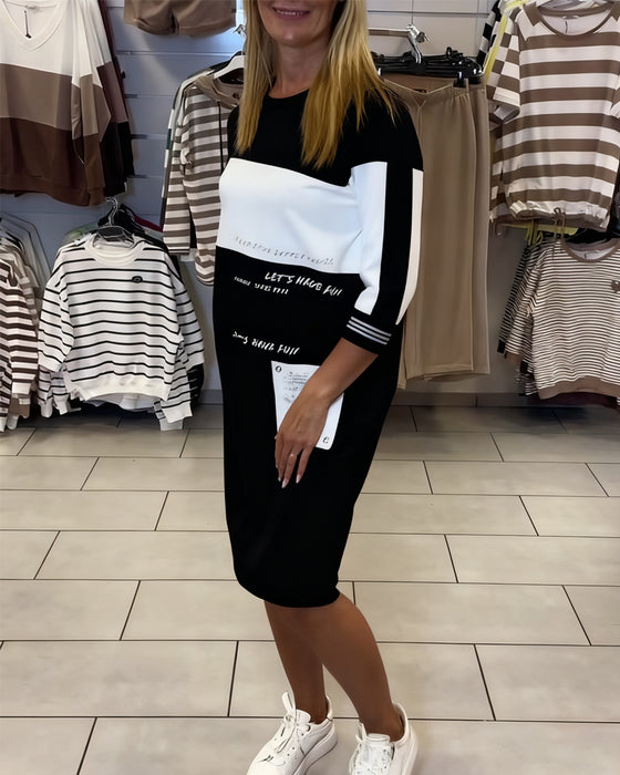 Contrast Color Panel Dress