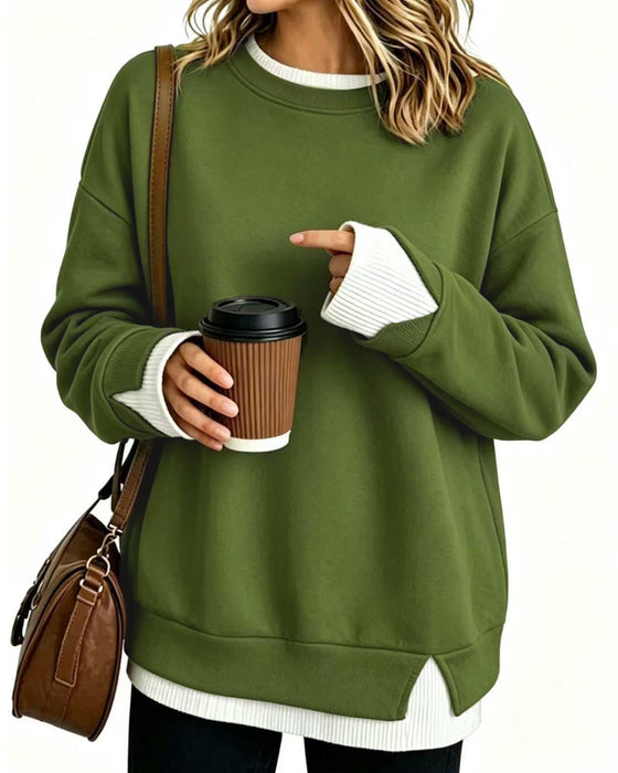 Fake Layered Loose Long Sleeve Sweatshirt