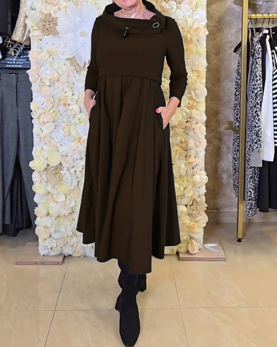 Fashionable Street Solid A-line Dress