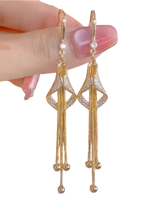 ✨ Elegant Diamond-Shaped Fringe Earrings💎