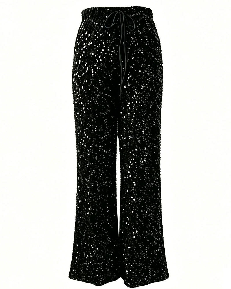 Fashionable Drawstring Straight-Leg Pants
