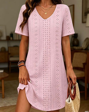 Hollow Out V-Neck Short Dress