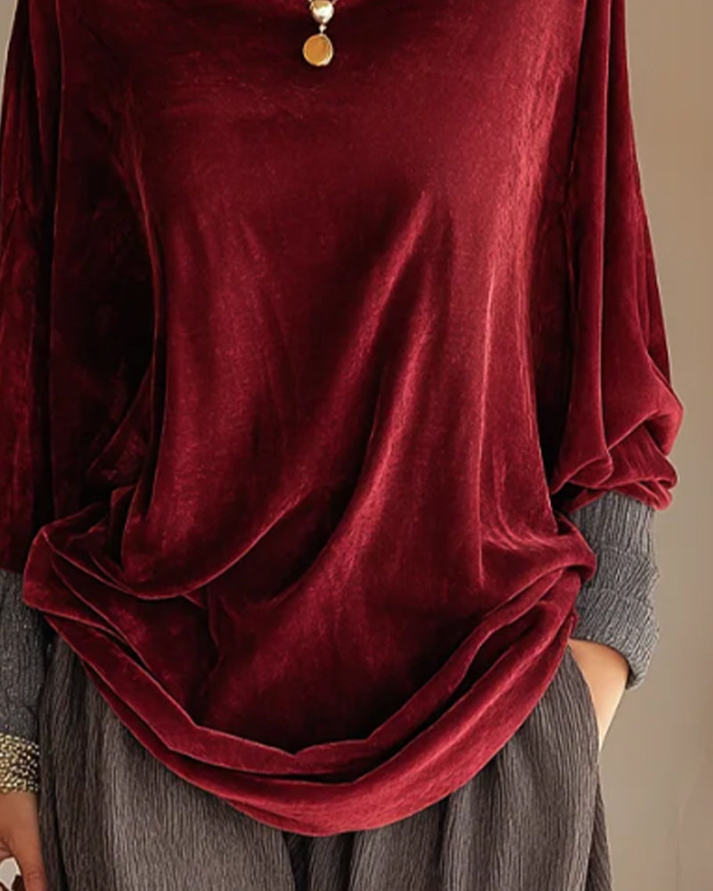 Draped Neck Casual Blouse