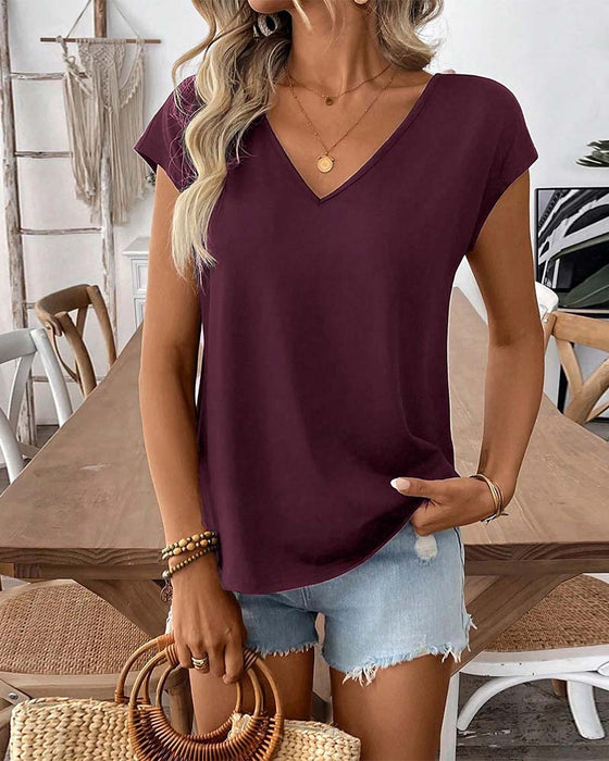 V-Neck Back Bow T-Shirt
