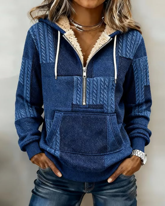 Casual Half-Zip Pocket Hoodie