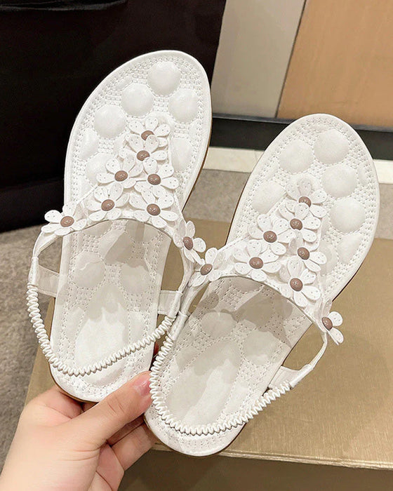 Beach Sandals with 3D Flowers