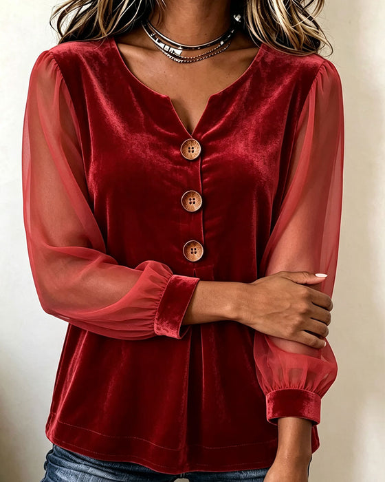 Stylish Small V-Neck Velvet Top
