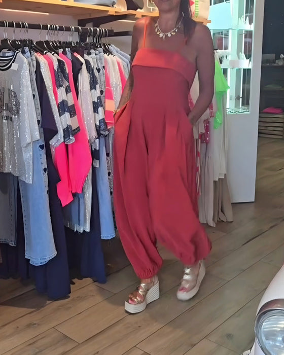 Bandeau Spaghetti Strap Wide Leg Jumpsuit