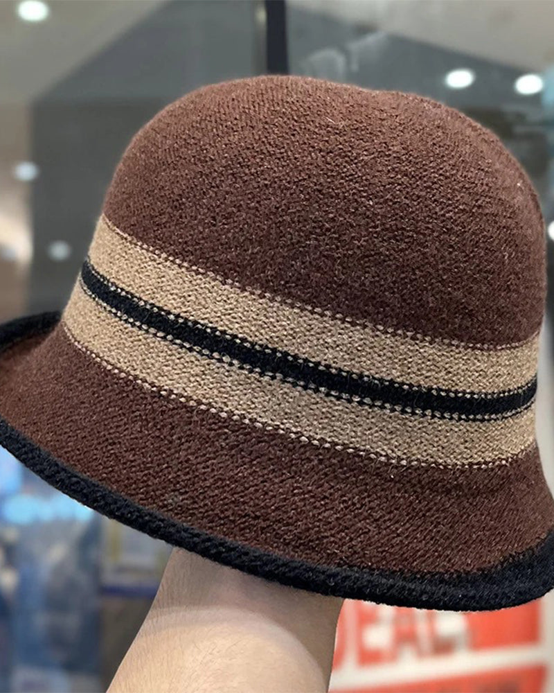 Women's Foldable Striped Cloche Bucket Hat