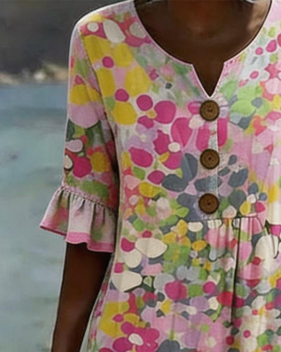 Colorful Polka Dot Print Casual Dress