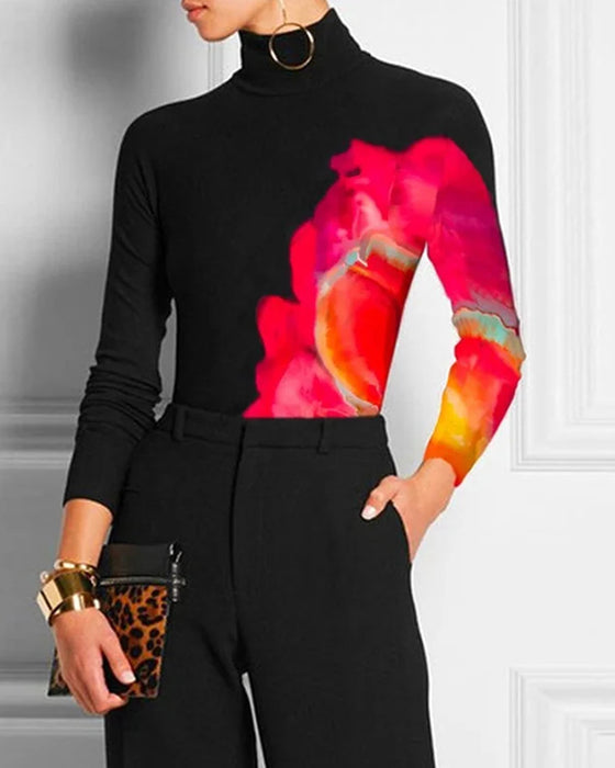 Skinny T-shirt with High Neck