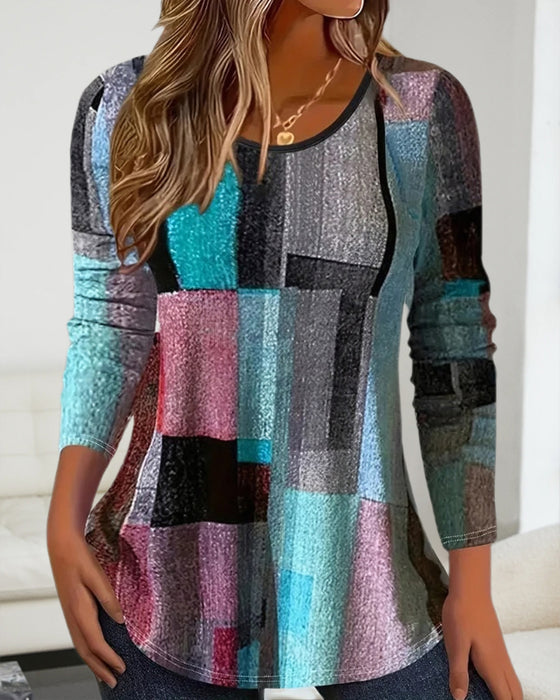Casual Printed Long Sleeve Crew Neck T-Shirt