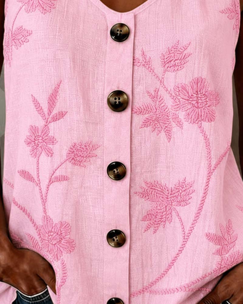 Floral Camisole Metal Ring Tank Top