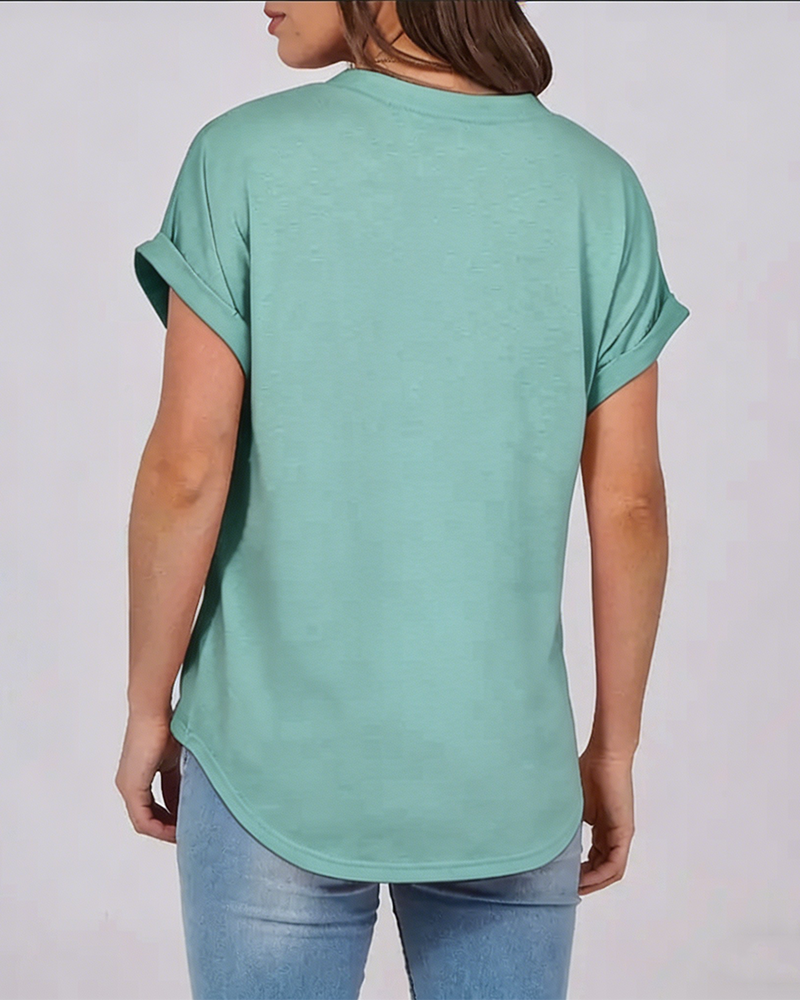 Solid V-Neck Short-Sleeve T-Shirt