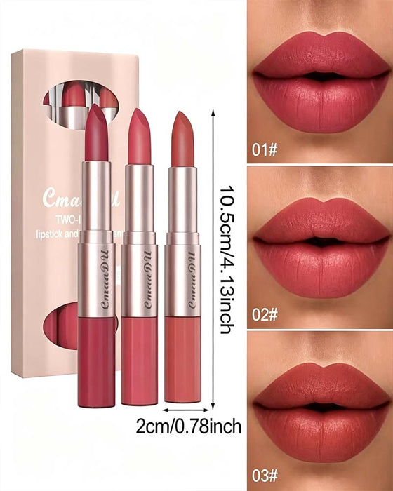 2-in-1 Dual-Ended Lipstick and Lip Gloss Set