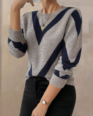 Geometric-Print Crew Neck Jumper