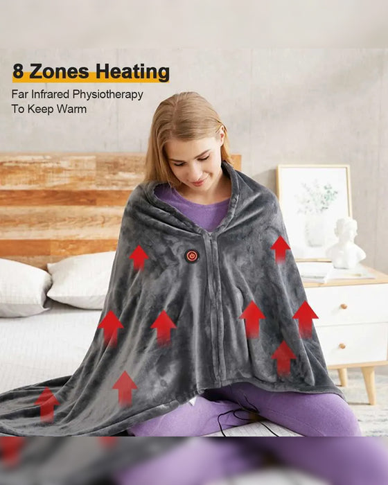 USB Heated Flannel Shawl - Portable Adjustable Electric Blanket