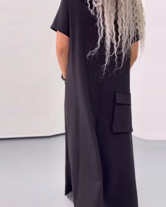 Solid Color Hooded Casual Sweater Dress