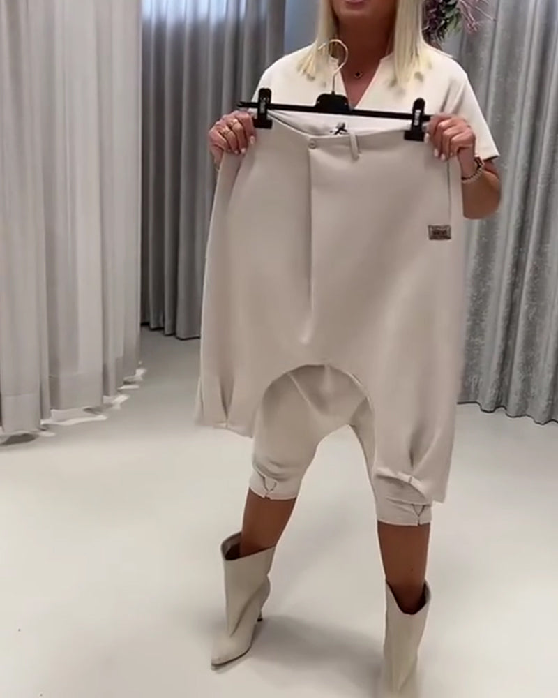 Solid Asymmetrical Design Pocket Harem Pant