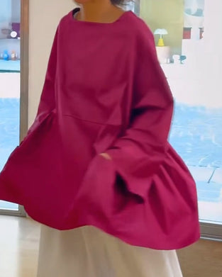 Solid Color Long Sleeve Blouse