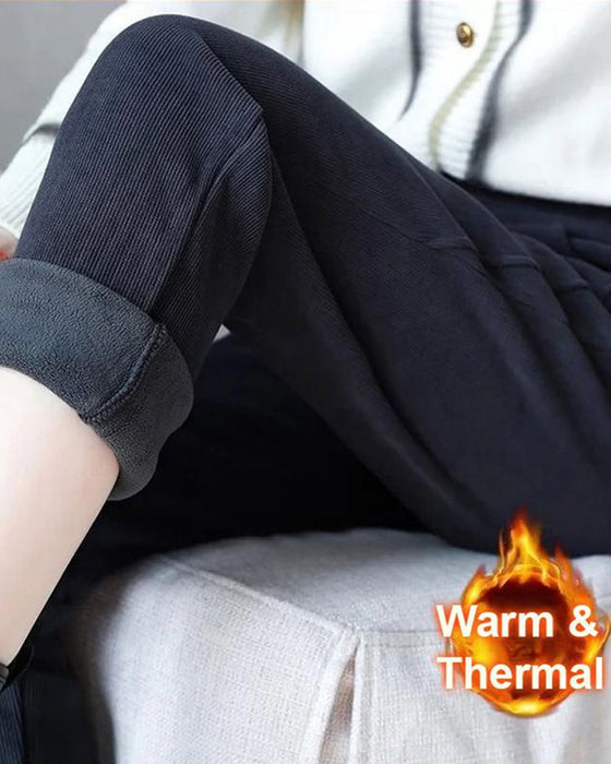 Warm High-Waisted Trousers With A Wool Lining