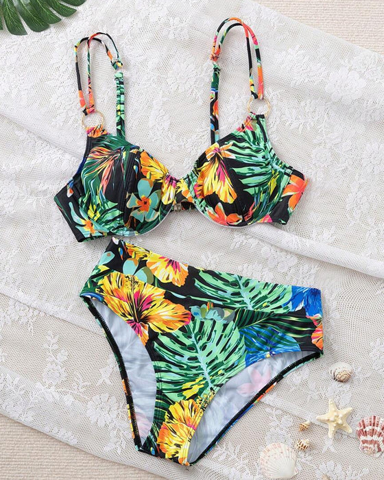 Sexy Printed Push-Up Bra Triangle Bikini