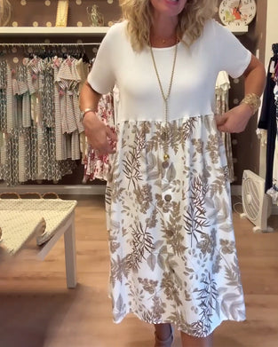 Casual Temperament Printed Round Neck Dress