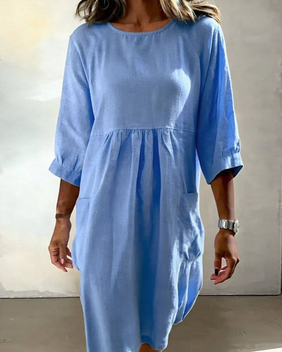Three-Quarter Sleeve Loose Dress