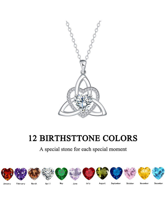 Birthstone Celtic Trinity Knot Heart Necklace✨ Heart Shape Celtic Trinity Knot Birthstone Pendant