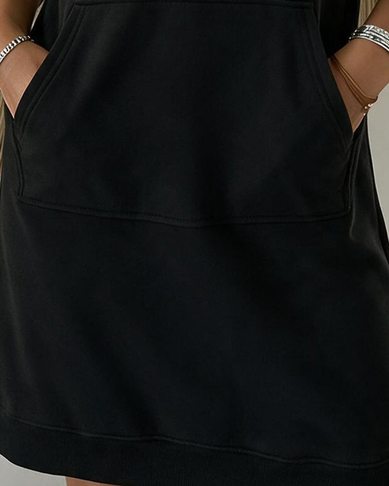 Lace Spliced Hooded Sweatshirt Dress
