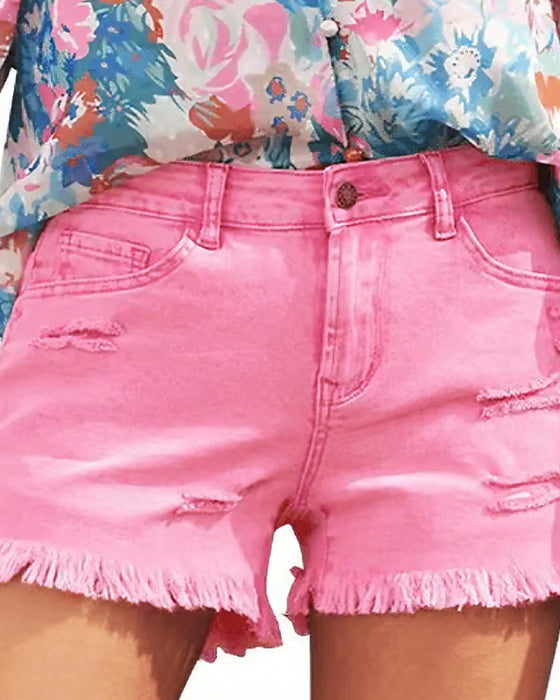 Raw Hem Denim Shorts