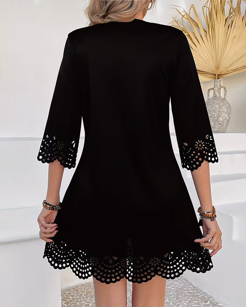 Wavy V-Neck Cutout Dress