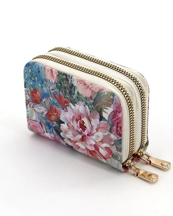 Rfid Blocking Card Holder Double Zipper Wallet