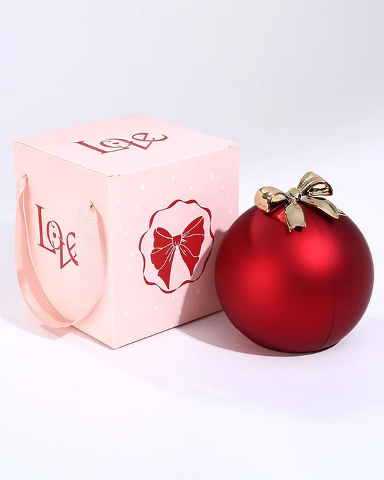 Ball Rose Box - With Engraved Double Heart Necklace