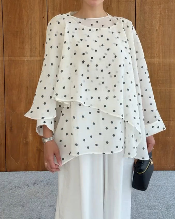 Polka Dot Irregular Blouse