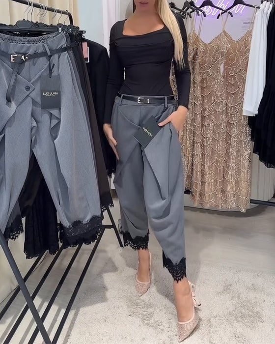 Fashionable Lace Stitching Harem Pants