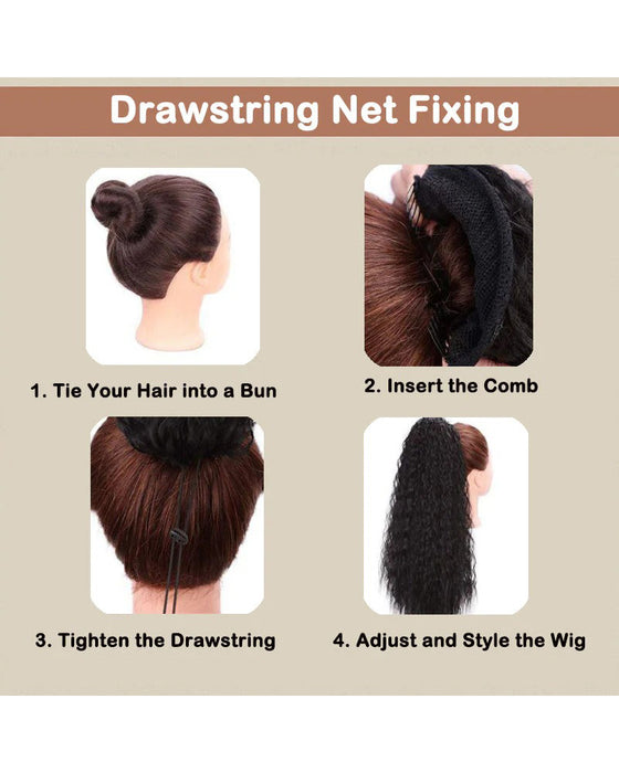 Curly Wavy Frizzy Hair Extension with Ponytail