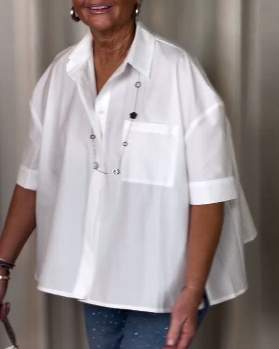 Short sleeve shirred blouse