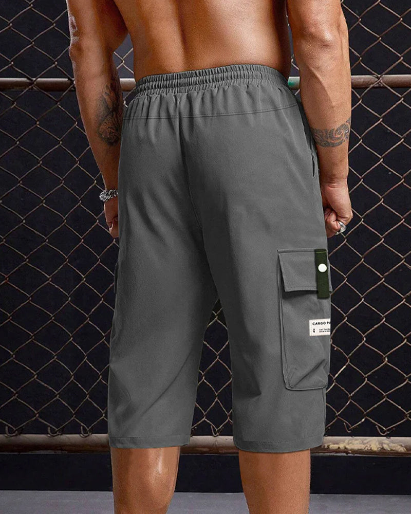 Men's Casual Drawstring Capri Cargo Pants