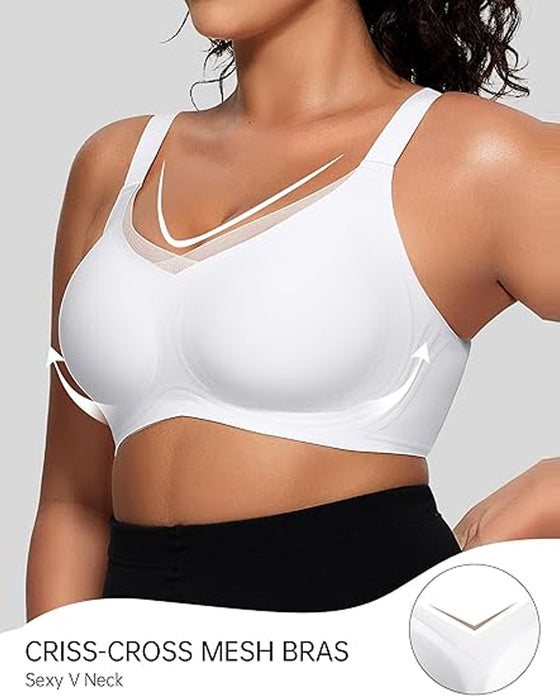 Womens Wireless Bras V Mesh Comfortable Bralette Supportive