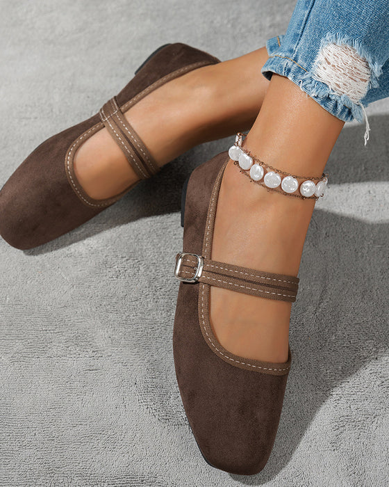Women's Vintage Classy Elegant Square Toe Classic Mary Jane Shoes