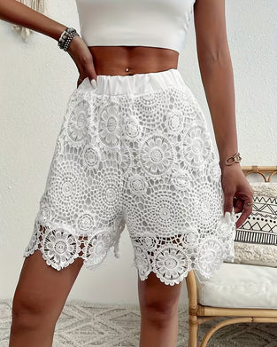 Fashion Crochet Solid Color Shorts
