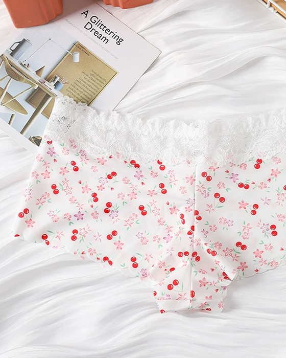 Lace Trim Mid-Rise Panties